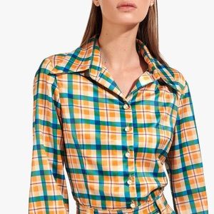 Staud Butterscotch Plaid Top Hendrix